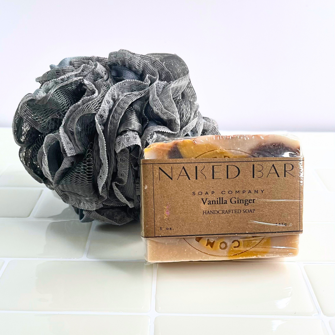 Charcoal Lace Bath & Shower Pouf