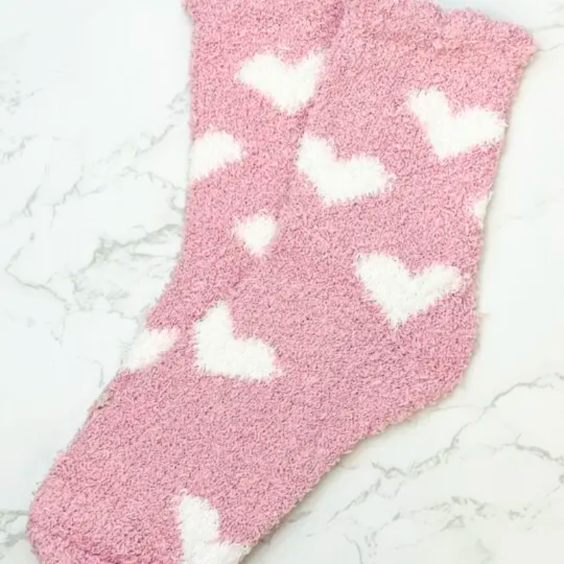 Heart Cozy Soft Sherpa Socks - Moniluxx Boutique